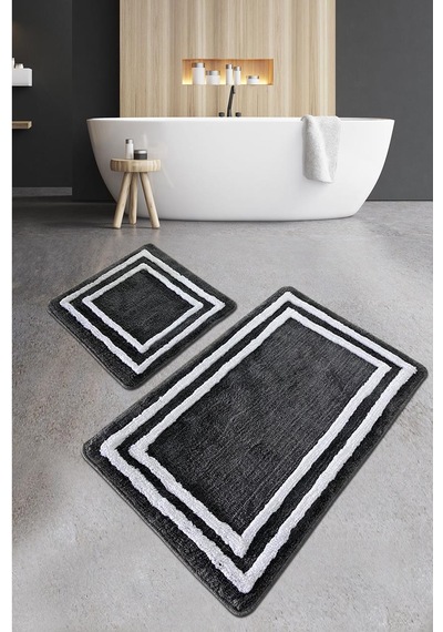 Duplici Antrasit Ikili Set Banyo Halısı