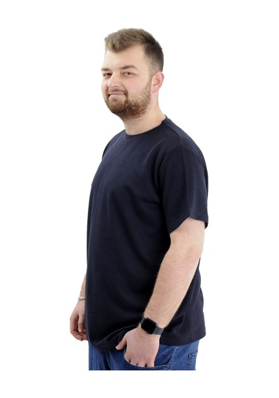 Mode Xl Büyük Beden Erkek T-shirt Bisiklet Yaka Waffle 20033 Lacivert Lacivert