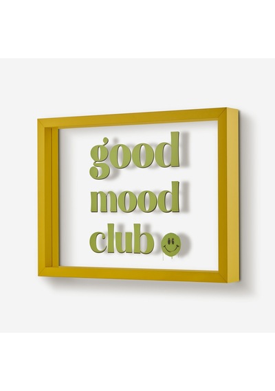 Sarı Cam Mdf Good Mood Club Çerçeve 35x26x4 Cm