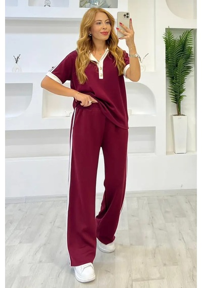 Fiolin Soft Touch Polo Yaka Eşofman Takımı Bordo Fiolin Soft Touch Polo Yaka Eşofman Takımı Bordo