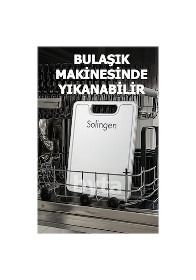 Solingen 2 Adet Paslanmaz Çelik Kesim Panosu Antibaktariyel Yüzey Gri
