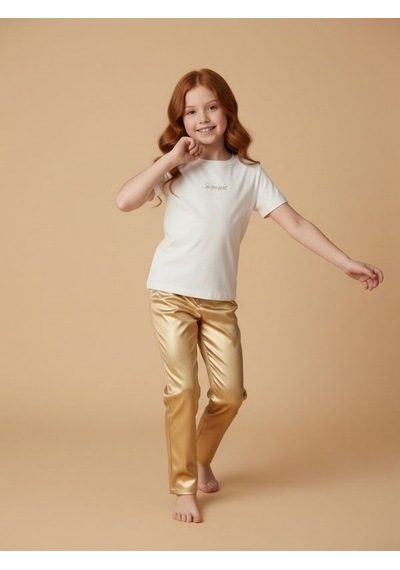 Zekids Kız Çocuk Tasarım T-shirt-17201 Ekru