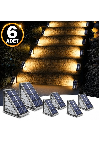 6'lı Solar Basamak Işığı 10 Led Güneş Enerjili Merdiven Bahçe Aydınlatması