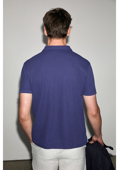 Grimelange Grımelange Mınnutu Erkek Organik Pamuklu Polo Yakalı Regular Fit Mor T-shirt