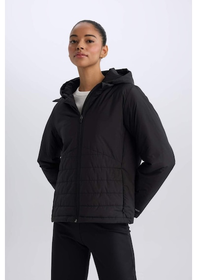 DeFactoFit Su İtici Regular Fit Kapüşonlu Fermuarlı Mont D6085AX25SPBK81 Siyah