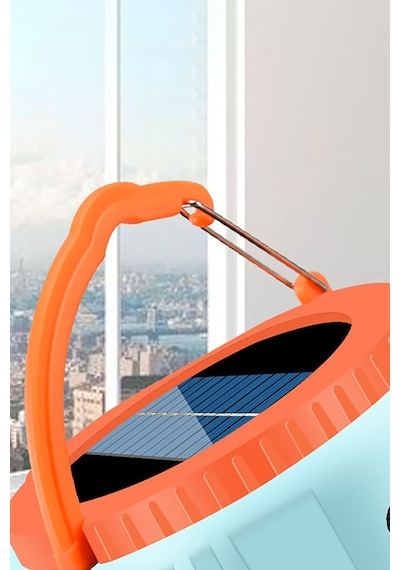 Kamp Lambası Ledli El Feneri Işıldak Güneş Enerjili Şarjlı Pilli Portatif Gece Lambası Powerbank Beyaz