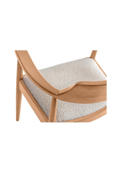 Lines İskandinav Ahşap Sandalye Natural - Beyaz