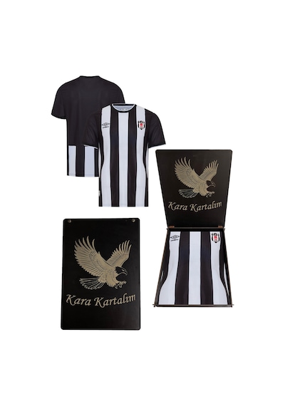 Beşiktaş Lisanslı Çubuklu Forma Hediyelik Ahşap Kutulu Kara Kartalım Siyah - Beyaz