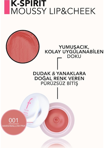 Flormar K-spirit Moussy Lip & Cheek Yoğunluğu Ayarlanabilir Dudak Ve Yanak Renklendiricisi 001mrhmlwpnk