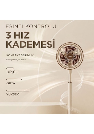Everest Fan13 Olympos Air Krem/gold 10" 80w 3 Hız Kademeli 2000rpm Çift Motorlu Retro Vantilatör