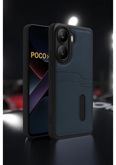 Xiaomi Poco X7 Pro Uyumlu Kılıf Sara Kartvizitli Deri Kılıf - Kırmızı
