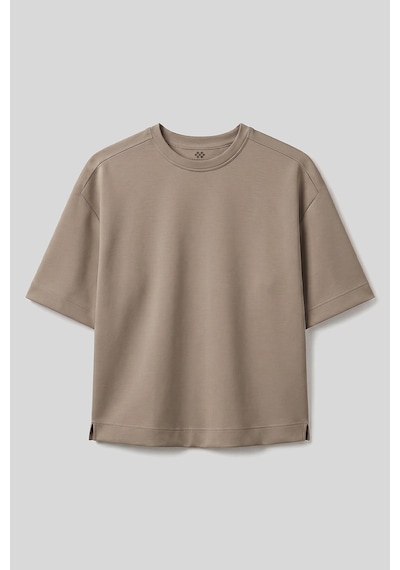 Tommy Life Koyu Bej O Yaka Oversize Kısa Kollu Kadın T-shirt - 97316