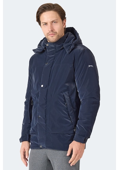 Slazenger Grım Erkek Çıkarılabilir Kapişonlu Lacivert Mont & Kaban Lacivert