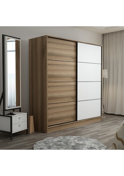 Minarmobilya Minar Kale 2 Kapaklı Sürgülü Dolap 180 Cm - Dore/Beyaz (541417087)