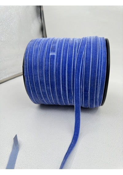 Paşateks- 1 Cm Düz Kadife-5 Metre -es.mavi