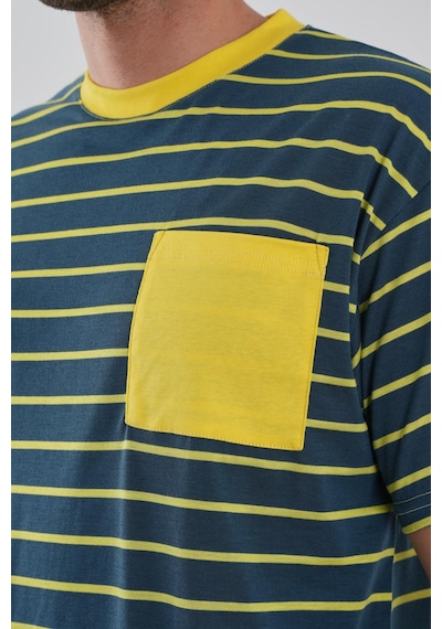 Alexander Gardi Alexandergardı Cep Detaylı Çizgili T-shirt Lacivert