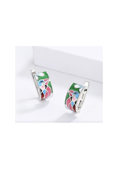 Glaze Bird El Yapımı Emaye 925 Ayar Gümüş Özel Tasarım Mavi Spinel Kuş Etnik Küpe Turkuaz