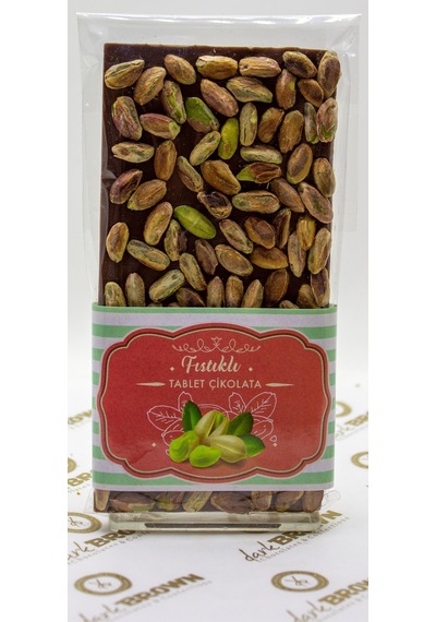 Dark Brown Antep Fıstıklı Sütlü Tablet Çikolata El Yapımı Gerçek Bar Çikolata 3 x 100 G