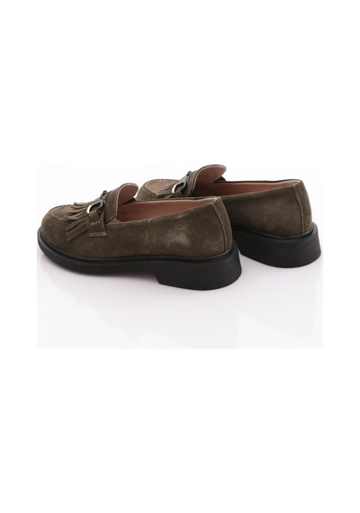 Dgn 010 Kadin Loafer Ayakkabi Yeşil Süet