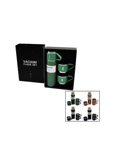 Çantalı 500ml 3 Parça Bardaklı Çelik Termos Seti Bx40 Çok Renkli