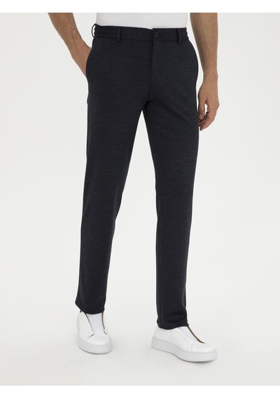 Cacharel Koyu Lacivert Slim Fit Yün Karışımlı Pantolon