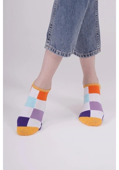 The Socks Company 163p 3 Çift Desenli Kadın Görünmez Çorap Çok Renkli
