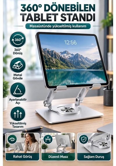 360 Dönebilen Tablet Standı