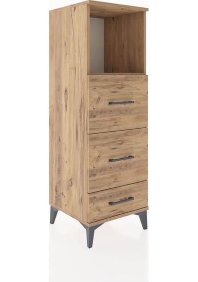 Hyperion Dolap 2 Raflı 3 Çekmeceli Tek Kapaklı 44x44x134 Çam-çam Atlas Çam