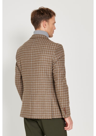 AC&Co / Altınyıldız Classics Erkek Kahve Bej Slim Fit Dar Kesim Mono Yaka Kareli Yünlü Ceket Kahve Bej AC&Co / Altınyıldız Classics Erkek Kahve Bej Slim Fit Dar Kesim Mono Yaka Kareli Yünlü Ceket Kahve Bej