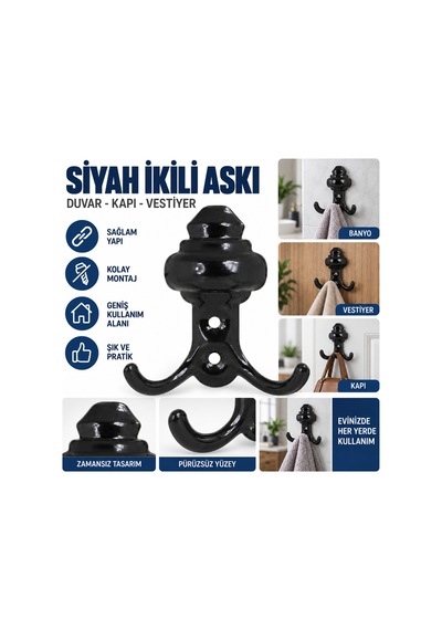 Vestiyer Ve Banyo Askısı Siyah - 922681808 Siyah