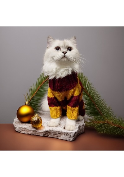 Kedi Ve Köpek İçin Sarı Kırmızı Çizgili Taraftar Kazak