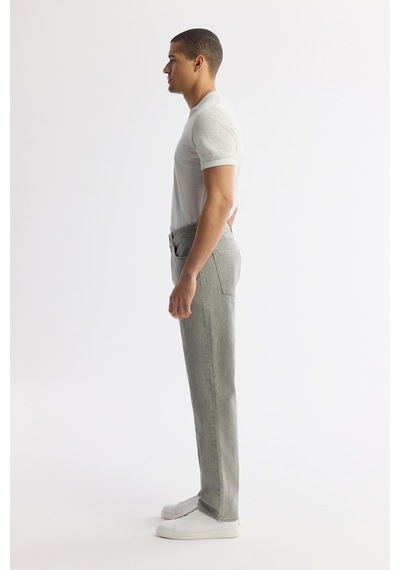 Avva Erkek Haki Klasik Bel %100 Pamuk Eskitme Yıkamalı Tokyo Straight Fit Jean Pantolon A51y3542