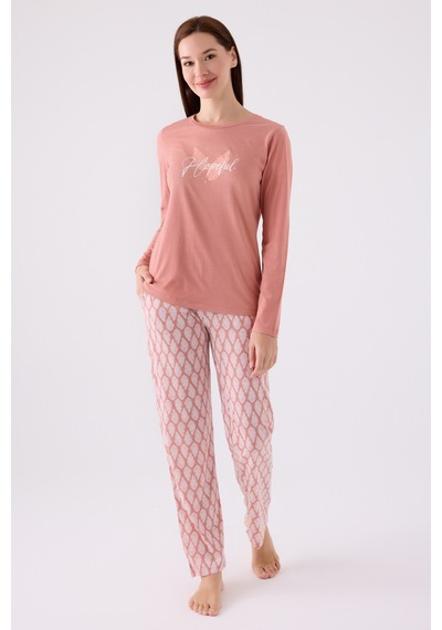 Arnetta 3071 Uzun Kol Kadın Pijama Takımı Pembe