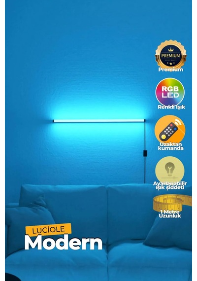 Led Köşe Abajur Aplik Lambader Lamba Işık Uzaktan Kumandalı 16 Renk 4 Animasyon Yapışkanlı Diğer