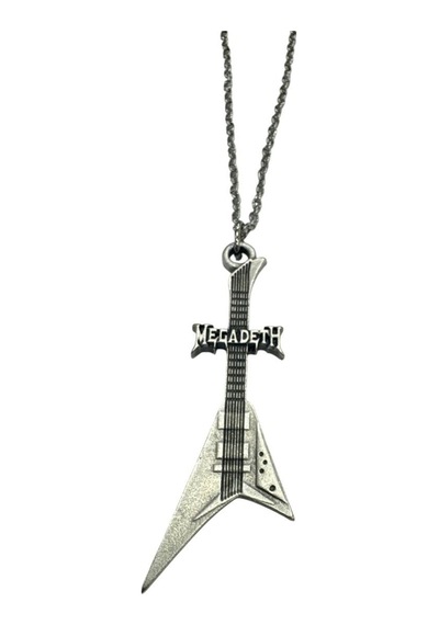 Megadeth Elektro Gitar Tasarımlı Metal Kolye 60 Cm Zincir - Unisex Çok renkli