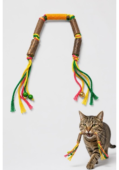 Matatabi Kedi Oyuncağı, Doğal Çiğneme Ve Oyun Oyuncağı, Pamuk İpli Matatabi Çubuklu Kedi Oyuncağı, Renkli
