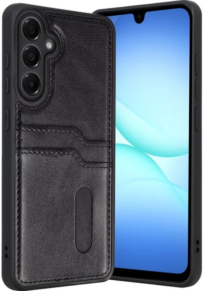 Samsung Uyumlu Galaxy A17 5g Sara Kartvizitli Deri Kılıf Siyah