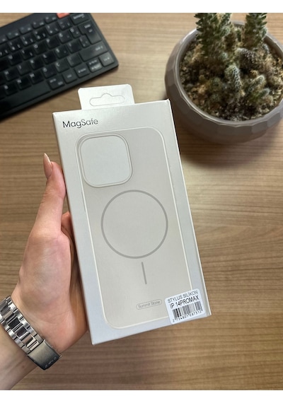 Apple Uyumlu iPhone 14 Pro Max Animasyonlu Stylus Silikon Kılıf Krem