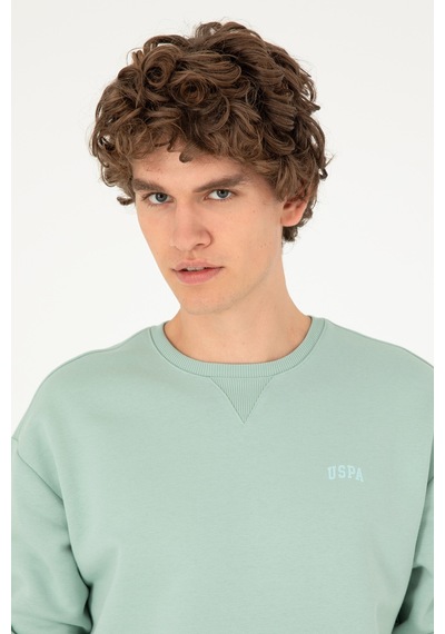 U.S. Polo Assn. Erkek Bisiklet Yaka Su Yeşili Basic Şardonlu Sweatshirt 50295148-VR048