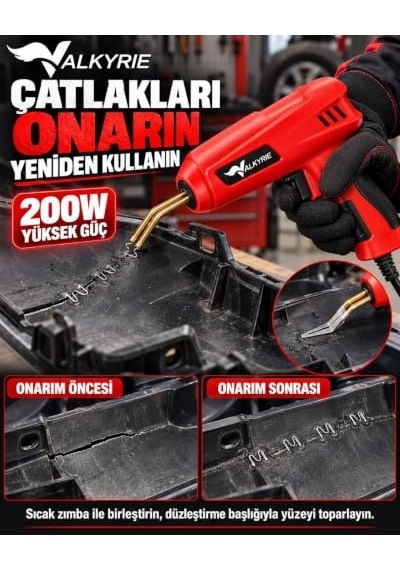 Valkyrie 200w Plastik Kaynak Makinesi 1000 Zımba Uçlu Çantalı Tamir Seti Düzleştirme Başlıklı