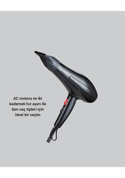 Mey İthalat Profesyonel 2200w Fön Makinesi Ac Motorlu, Hızlı Kurutma, Hafif Tasarım
