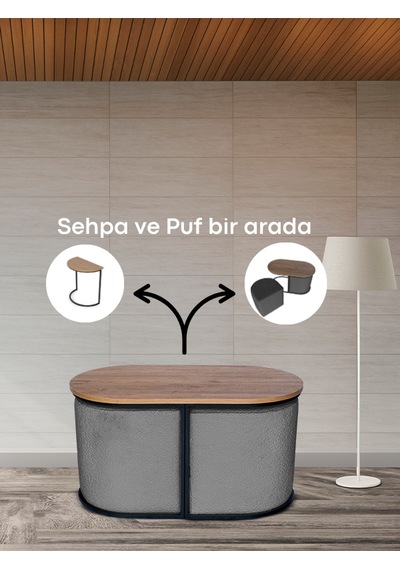 Evo Fonksiyonel Sehpalı Puf Antrasit