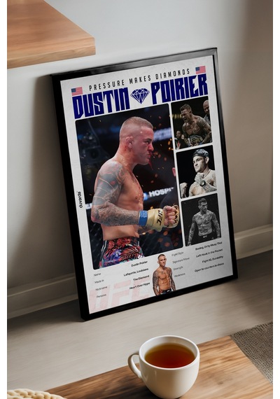 Dustin Poirier Ufc Siyah Ahşap Çerçeveli Poster, Dekoratif Dövüş Duvar Tablosu