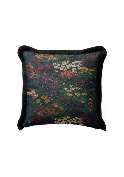 Çiçek Bahçesi Desenli Saçaklı Yastık Kılıfı - Floral Lacivert Yeşil Siyah Püsküllü Kırlent Kılıfı Buzlu Atlas Saten Çiçek Bahçesi Desenli Saçaklı Yastık Kılıfı - Floral Lacivert Yeşil Siyah Püsküllü Kırlent Kılıfı Buzlu Atlas Saten