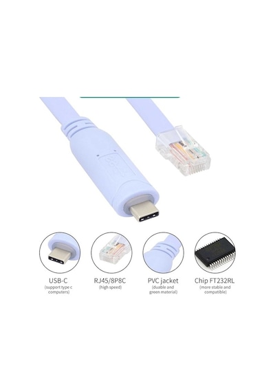 Type C To Cisco Router Rj45 Konsol Kablosu Type C To Rj45 Kablo 1.8m