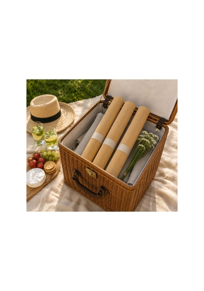3'lü Set Bambu Amerikan Servisi Doğal Şık Sofra Sunumu Dekoratif Hasır Görünümlü Masa Servisi 30x38 Cm Kahverengi