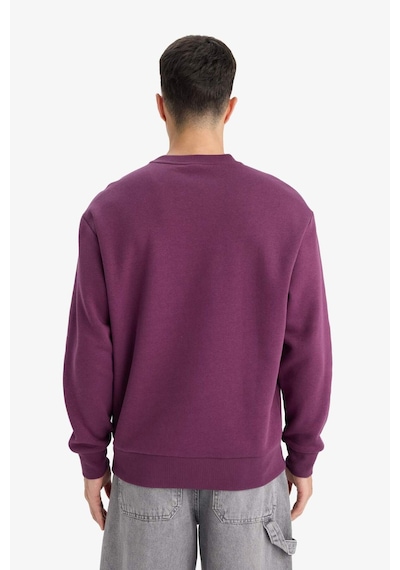 Defacto Relax Fit Bisiklet Yaka Kalın İçi Yumuşak Tüylü Basic Düz Sweatshirt T5139az25aupr79 Mor