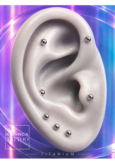 Titanyum Piercing Labret Tragus Flat Conch Dudak Nostril çok renkli