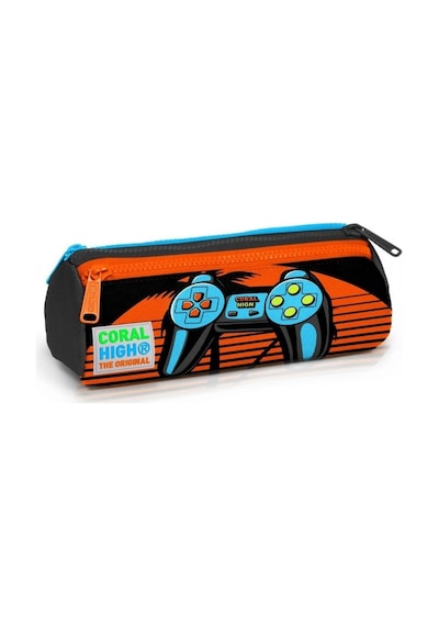 Coral High Kids Erkek Çocuk Gamer Desenli 3 Lü Okul Çanta Seti Gri Turuncu