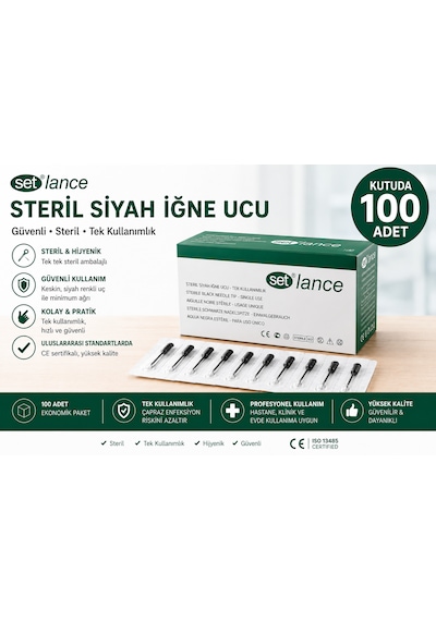 Set İnject Tıpset Steril Siyah İğne Ucu-100 Adet